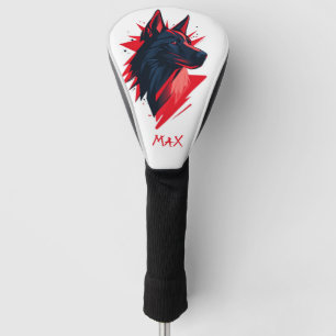 Black Wolf Dog Golf Head Cover