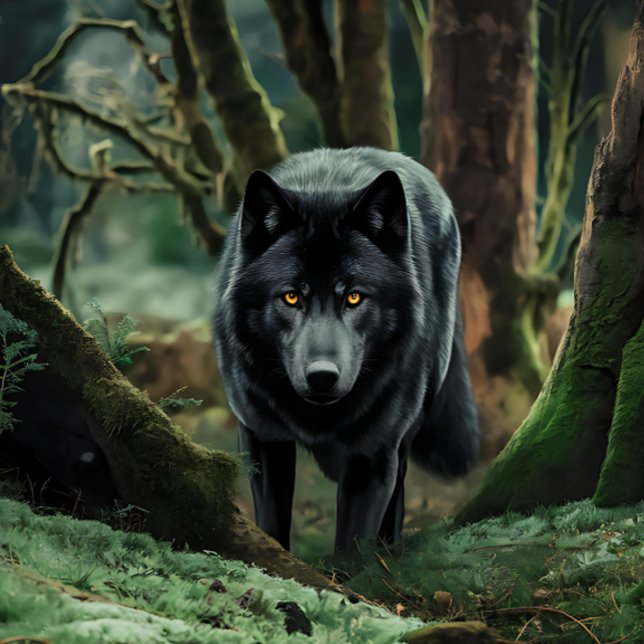 Black Wolf Emerges From Forest Jigsaw Puzzle (Creator Uploaded)