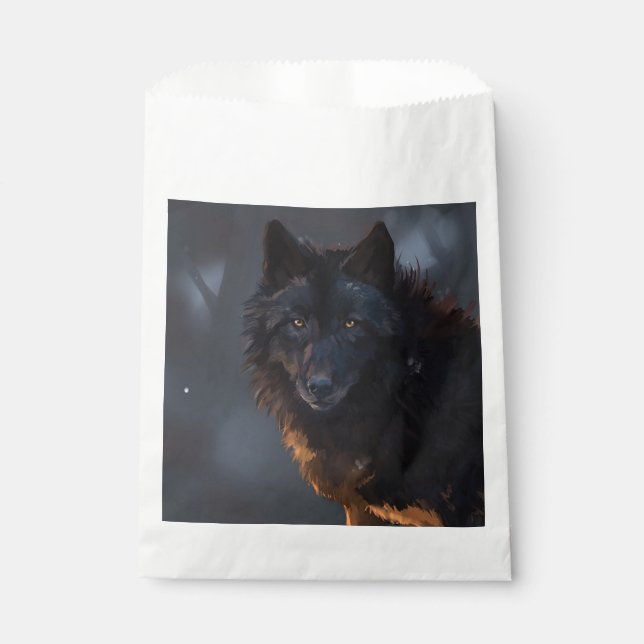 Black wolf favour bags (Front)