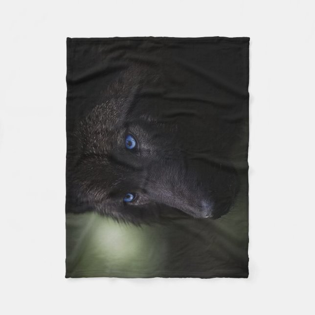 Black Wolf Fleece Blanket (Front)