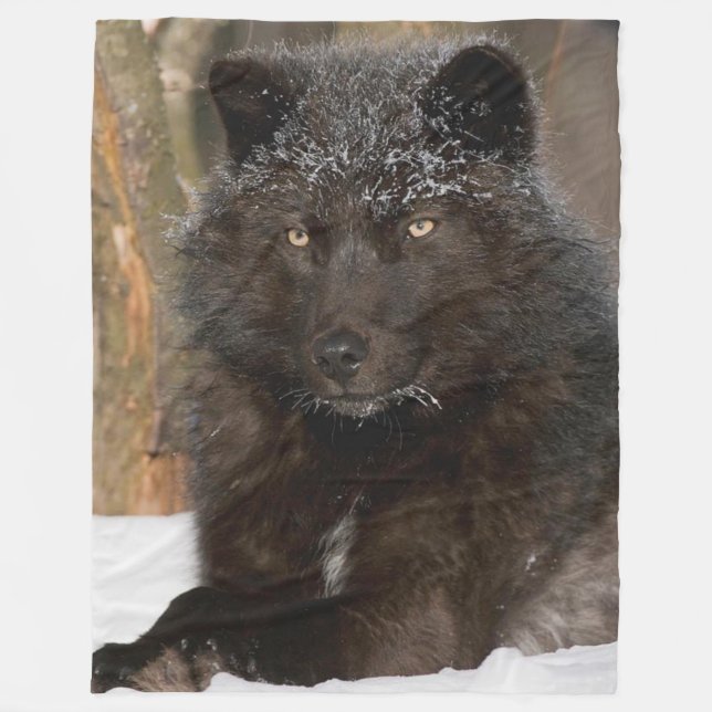 BLACK WOLF FLEECE BLANKET (Front)