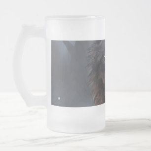 Black wolf frosted glass beer mug