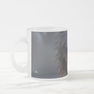 Black wolf frosted glass coffee mug