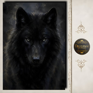 Black Wolf Intense Gaze Decoupage Tissue Paper