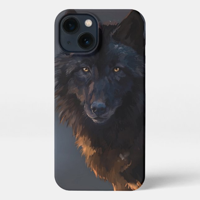 black wolf iPhone case (Back)