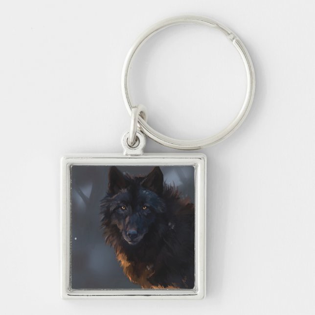 Black wolf key ring (Front)