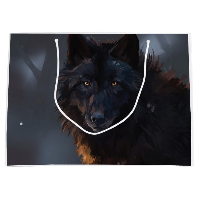 Black wolf large gift bag (Front)
