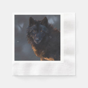 Black wolf napkin