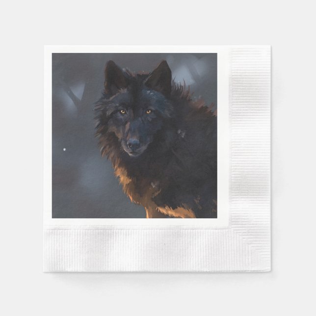 Black wolf napkin (Front)