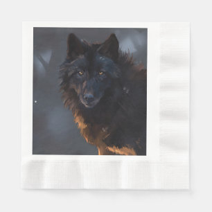 Black wolf napkin