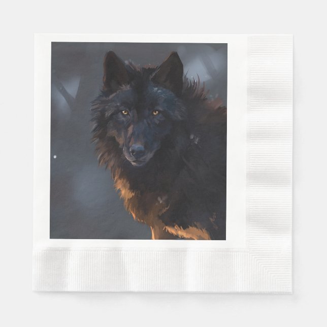 Black wolf napkin (Front)