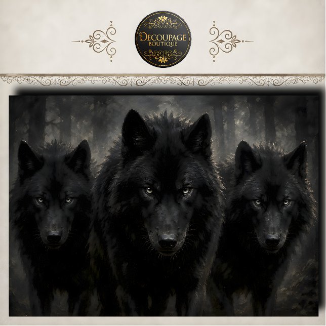 Black Wolf Pack Decoupage Tissue Paper (Black Wolf Pack Decoupage Tissue Paper)