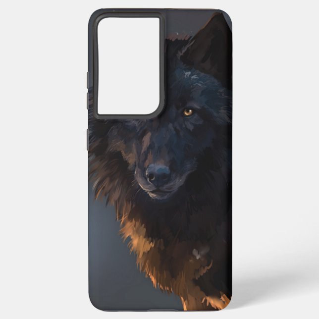 Black wolf samsung galaxy s21+ case (Back)