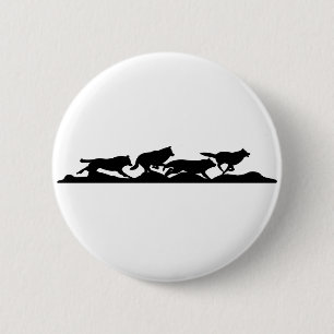 Black Wolf Silhouette Wild Running With the Pack 6 Cm Round Badge