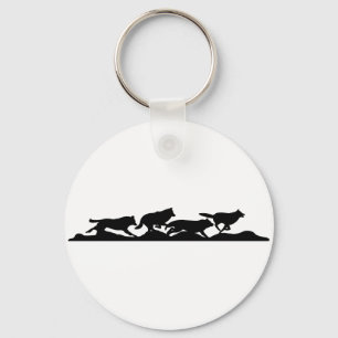 Black Wolf Silhouette Wild Running With the Pack Key Ring