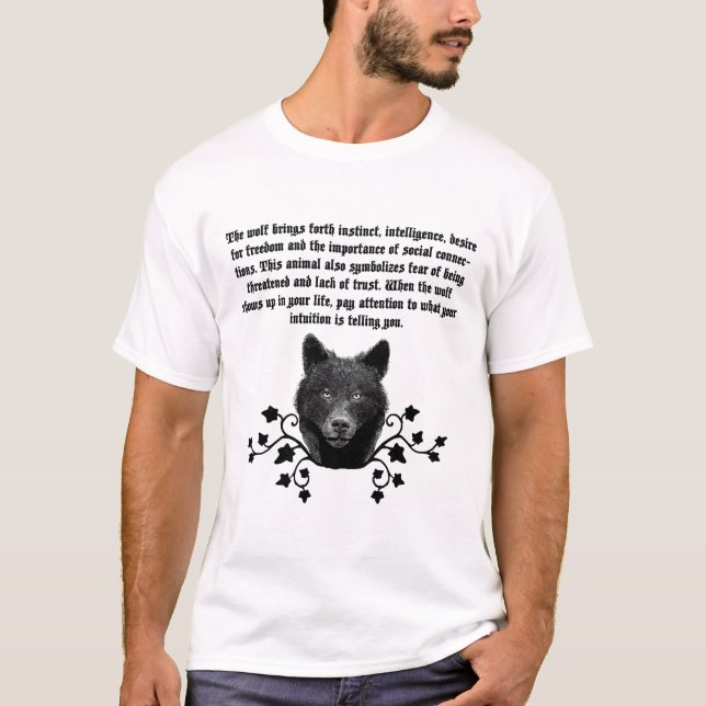 Black wolf Spirit Animal wildlife nature Art T-Shirt (Front)