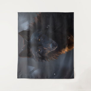 Black wolf tapestry