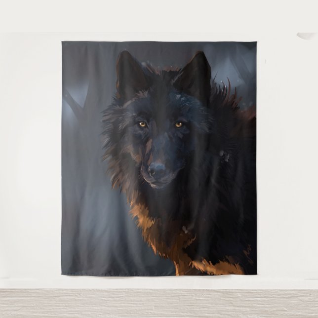 black wolf tapestry (Front)