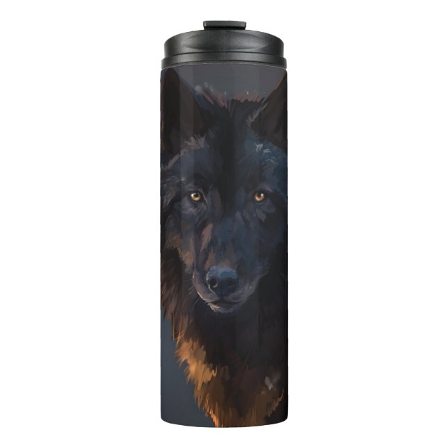 Black wolf thermal tumbler (Front)