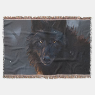 black wolf throw blanket