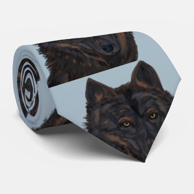 Black Wolf Tie (Rolled)