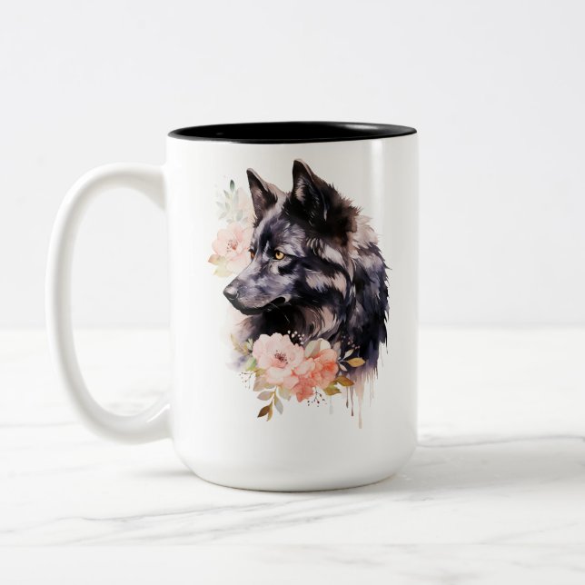 Black Wolf Two-Tone Coffee Mug (Left)