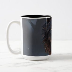 Black wolf Two-Tone coffee mug