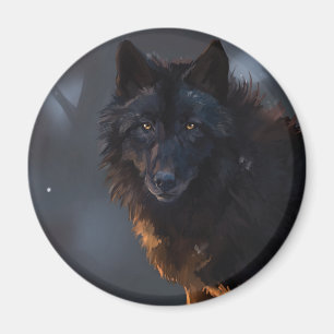 Black Wolf, wolf, wild animal, animals, big wolf, Magnet