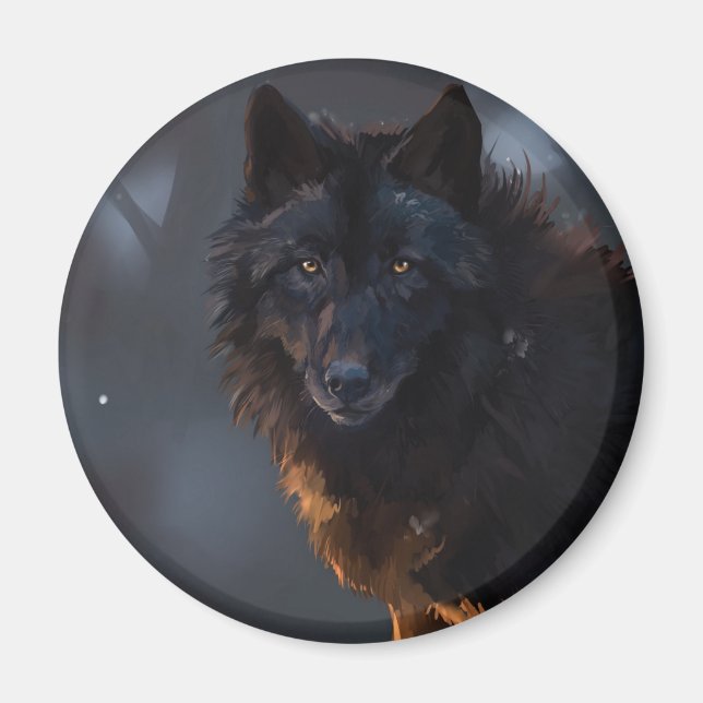 Black Wolf, wolf, wild animal, animals, big wolf,  Magnet (Front)