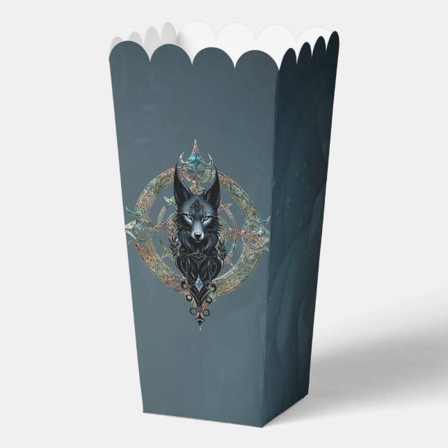 Black wolfs head with piercing blue eyes,  favour box (Front)