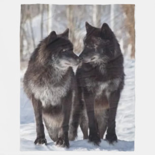BLACK WOLVES FLEECE BLANKET