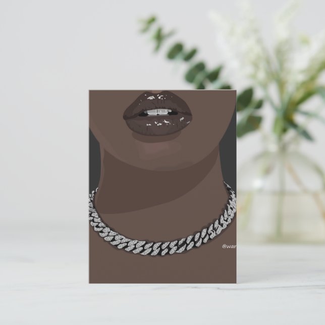 Black woman Aesthetic with silver (jewellery) Gril Postcard (Standing Front)