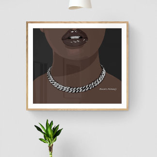 Black woman Aesthetic with silver (jewellery) Gril Poster