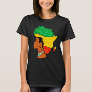 Black Woman Africa Map Africa Flag Melanin Black H T-Shirt