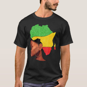 Black Woman Africa Map Africa Flag Melanin Black H T-Shirt