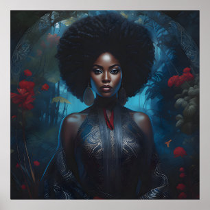Black Woman African American Oil Painting Poster