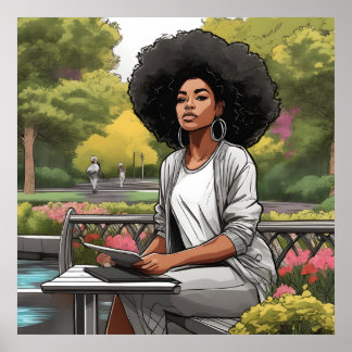 Black Woman African American Sketch Poster Print