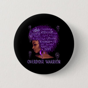 Black Woman Afro African Overdose Warrior Ribbon P 6 Cm Round Badge