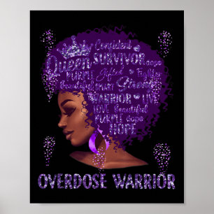 Black Woman Afro African Overdose Warrior Ribbon P Poster