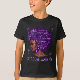 Black Woman Afro African Overdose Warrior Ribbon P T-Shirt