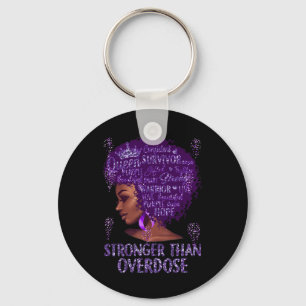 Black Woman Afro African Stronger Than Overdose Aw Key Ring