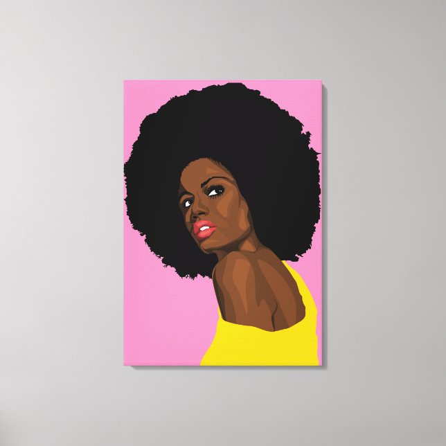 BLACK WOMAN AFRO ART PRINT STRETCHED CANVAS (Front)
