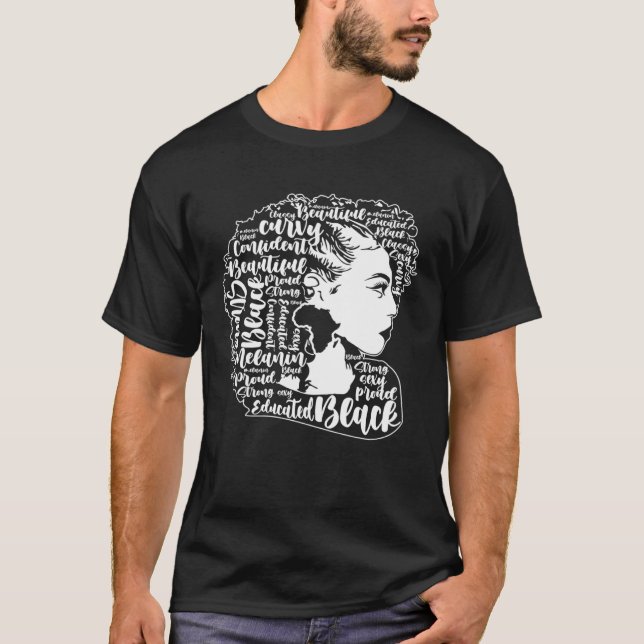 Black Woman Afro Black Pride Black History Month T-Shirt (Front)