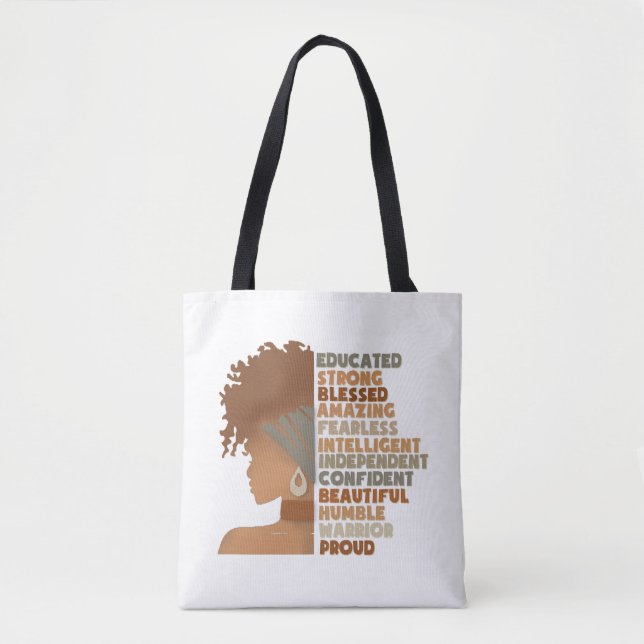 Black Woman Afro Girl Tote Bag (Front)
