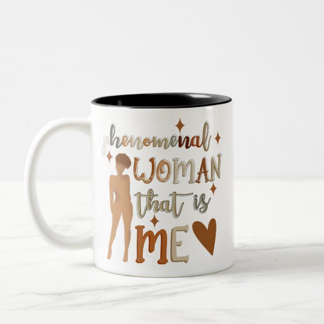 Black Woman Afro Girl Two-Tone Coffee Mug (Left)