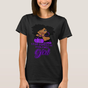 Black Woman Afro In October We Wear Purple Domesti T-Shirt