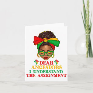 Black Woman Afro Messy Bun Dear Ancestors Juneteen Card