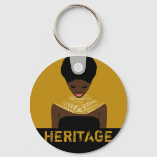 Black Woman Afro Tribal Necklace AFRICAN Heritage Key Ring