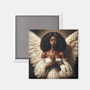 Black Woman Angel Praying Magnet