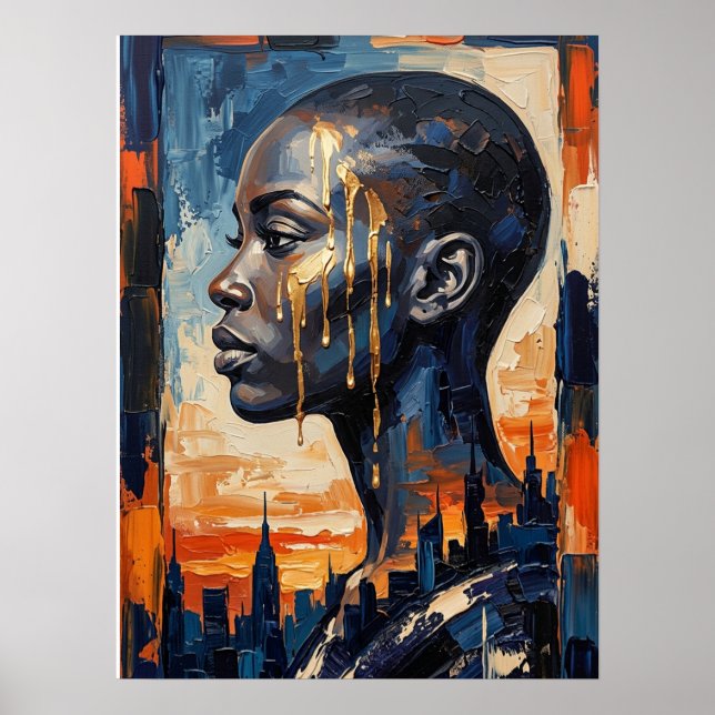 Black Woman Art Abstract Poster (Front)